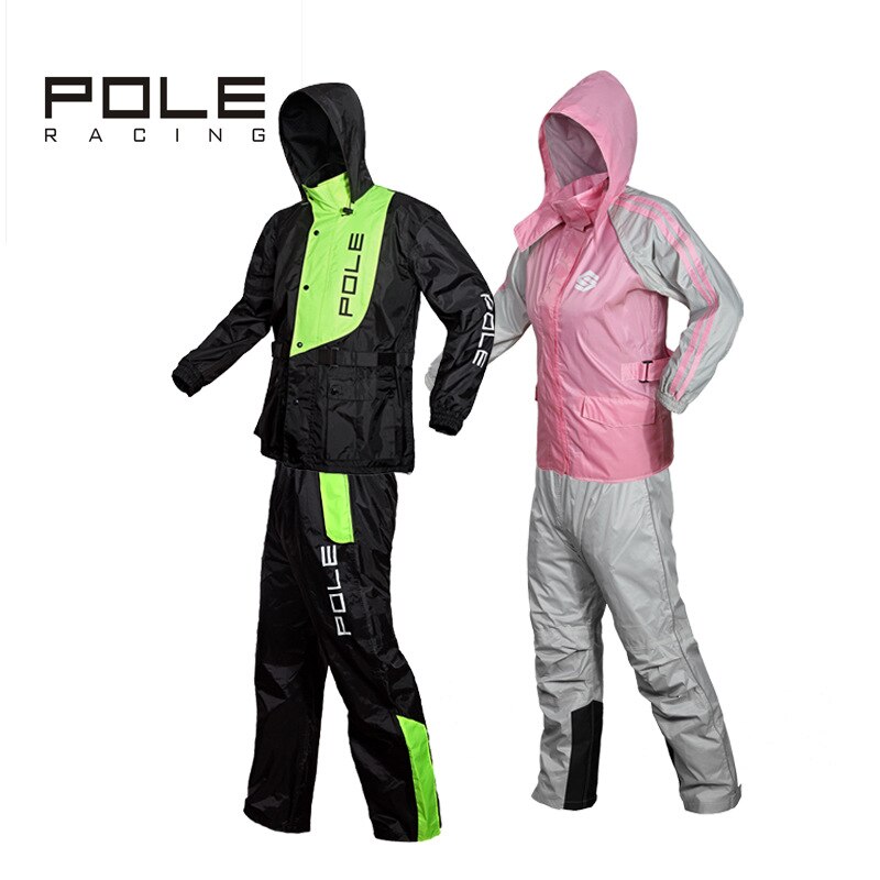 POLE Waterproof Motorcycle Rain Suit Raincoat+Rain Pants Ventilate Poncho Motorcycle Rain Jacket Riding Motorbike Rain Shoes