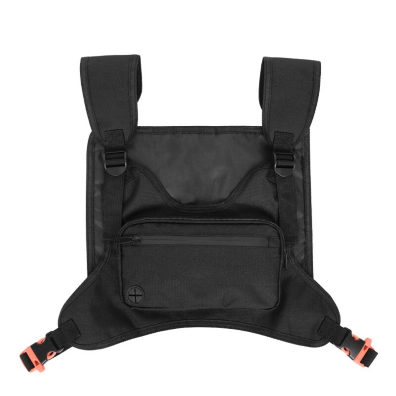 Sac de poitrine pour Sport, sacoche avant pour équipement de plein air, sac à dos polyvalent, gilet de harnais: BK
