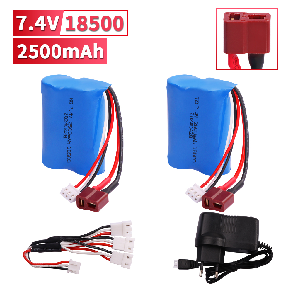 18500 2500 mAh 7.4 V batterij met Oplader Voor HBX 16889 16889A 16890 16890A SG1601 SG1602 1/16 RC vrachtwagen/auto onderdelen Batterij: Light Grey