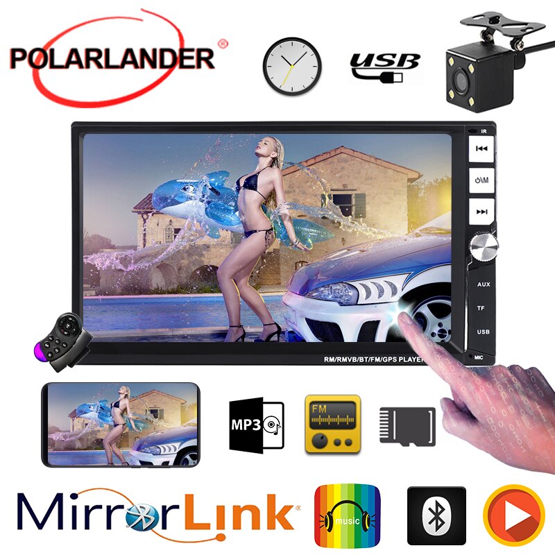 Mirror Link android touch screen Multimedia Audio camera 2 din Car Radio MP5 player autoradio subwoofer