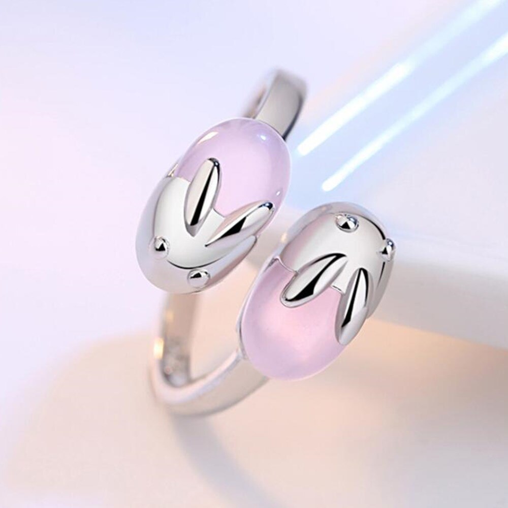 Nehzy 925 Sterling Zilveren Sieraden Open Ring Vrouw Retro Eenvoudige Leuke Bunny Size Verstelbare Zilveren Ring