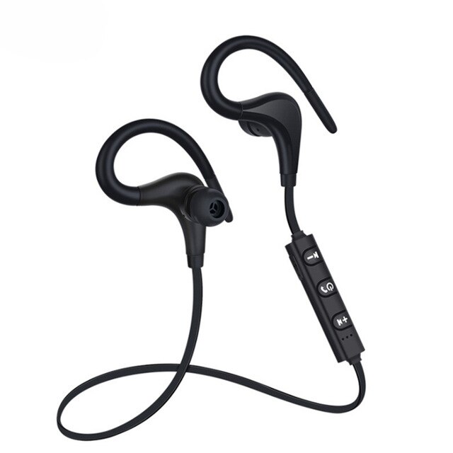 Bluetooth Draadloze Oortelefoon Stereo Oorhaak Sport Ruisonderdrukking Koptelefoon Met Microfoon Headset Voor Xiaomi Iphone Huawei: Black