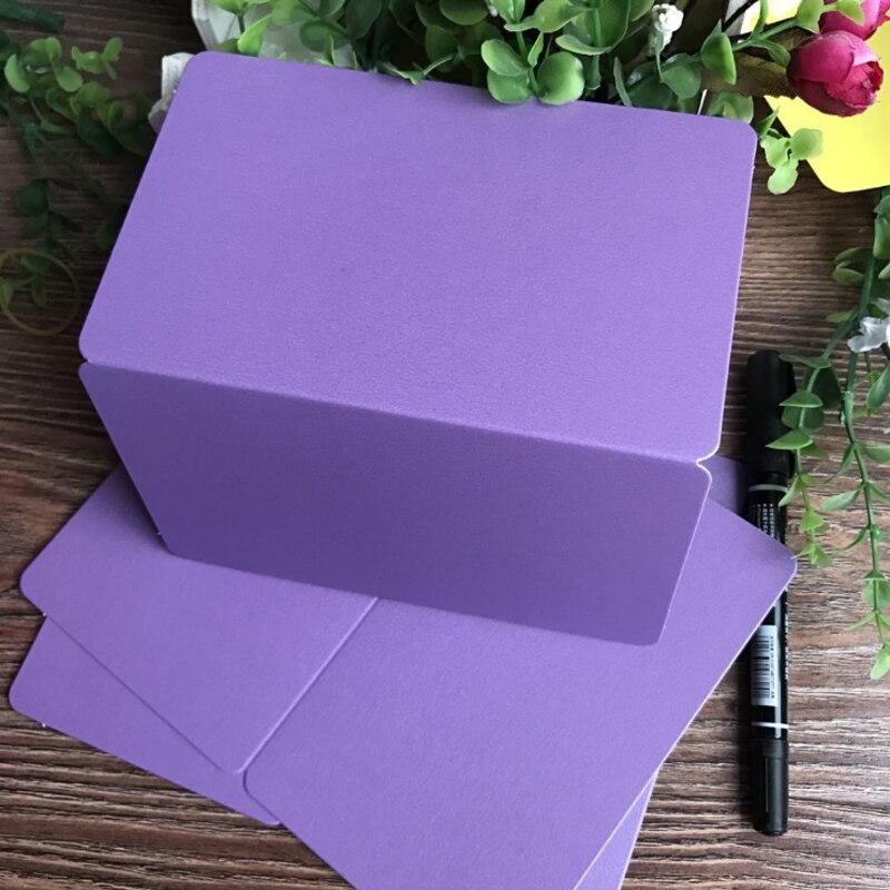 10 pièces/lot carte pliée vierge bricolage papier coloré cartes de voeux carte peinture à la main bricolage carte de noël 15x10cm: purple