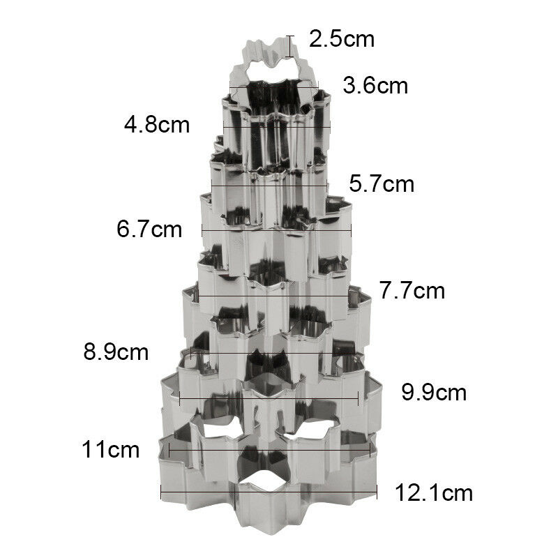 9 stuks kerst sneeuwvlok koekjesvorm taartdecoratie bakvorm mal gereedschap fondant klei aardewerk vorm uitstekers
