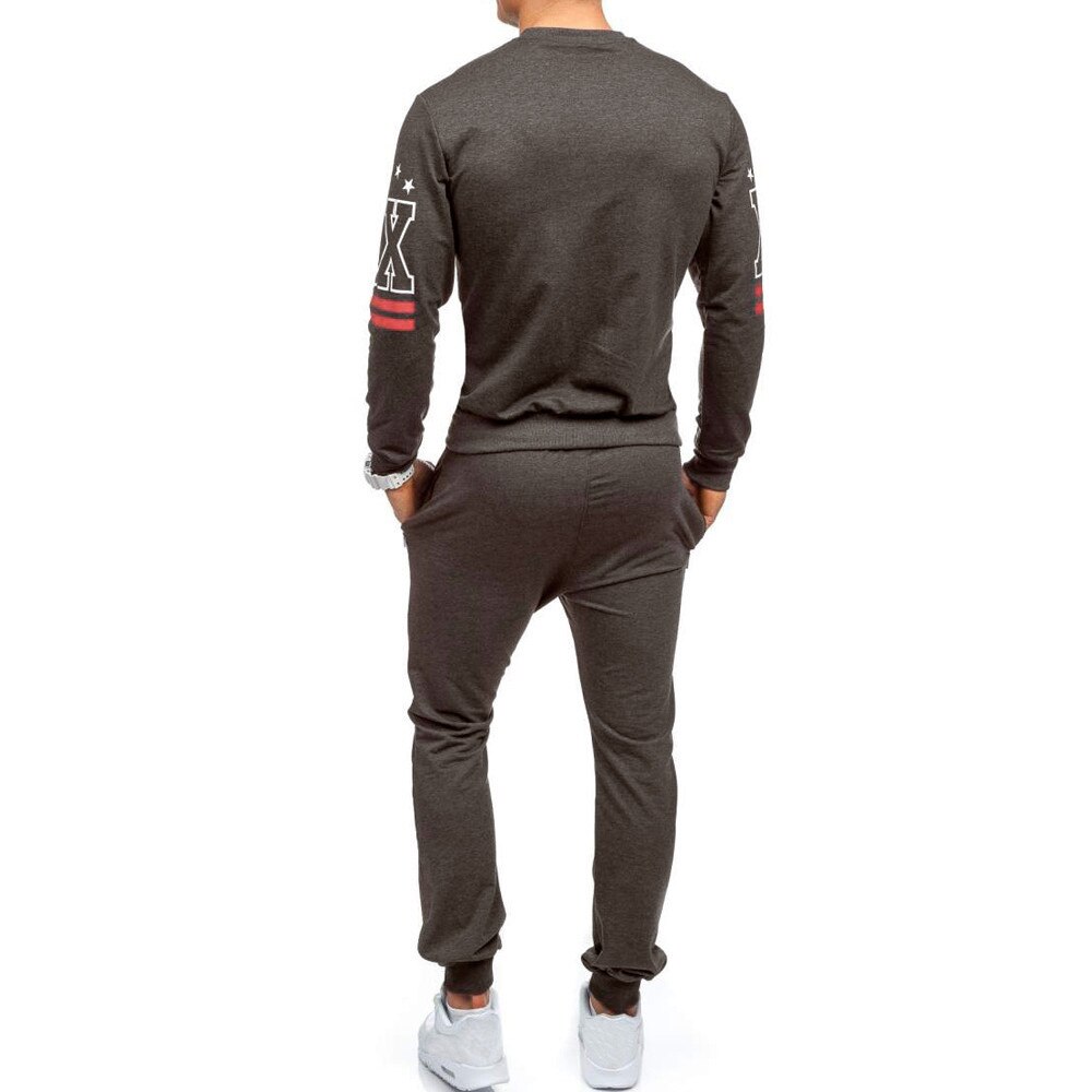 Hommes automne hiver imprimé sweat haut pantalon ensembles sport costume survêtement Trainingspak Mannelijke Sportkleding fitness Jogging