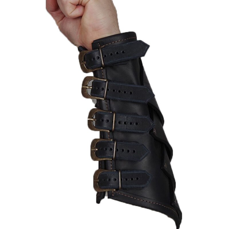 Adult Men medieval Warrior Larp Knight leather Arm Bracer with Buckle Armor Rivet Steampunk Archer Gauntlet Cos Costume For Men