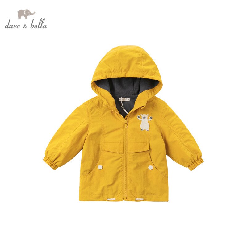 DBX14536 dave bella autunno del bambino dei ragazzi del fumetto di modo della chiusura lampo tasche del cappotto con cappuccio per bambini abbigliamento casual top infantile del bambino della tuta sportiva