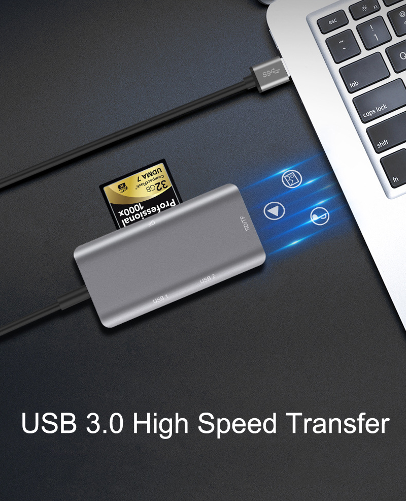 USB 3,0 SD SDHC CF Compact Flash TF MicroSD lector de tarjetas USB 3,0 U Flash Disk Drive Mouse OTG para Macbook Laptop Notebook PC 5 en 1
