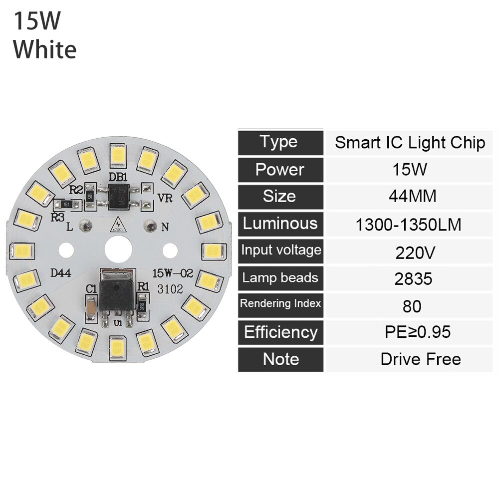 LED Bulb Lamp AC220V Input Smart IC LED Bean LED Chip For Bulb Light SMD 15W 12W 9W 7W 5W 3W Light Chip Warm White: 15W white
