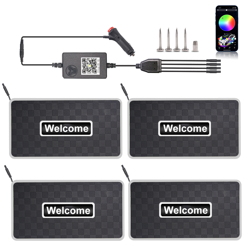 Luces ambientales interiores universales 2/4 en 1 para coche, 12V, 5V, aplicación sinfónica, 213 colores, alfombrillas Led para suelo de coche, accesorios de decoración de luz: 4300 K blanco amarillo