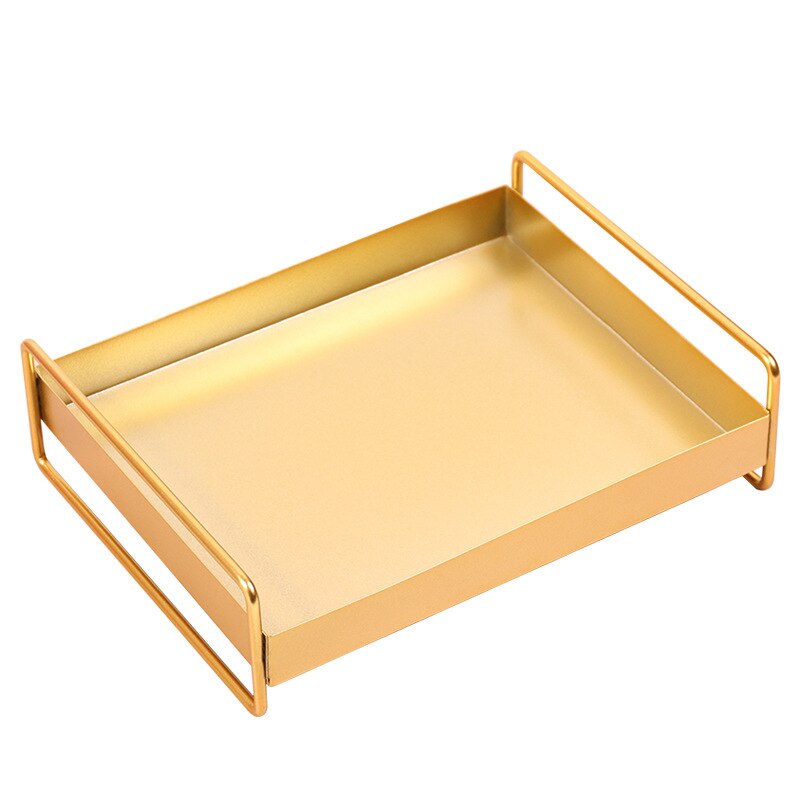 Iron rectangular metal tray, home decoration, desktop cosmetics, jewelry storage tea tray