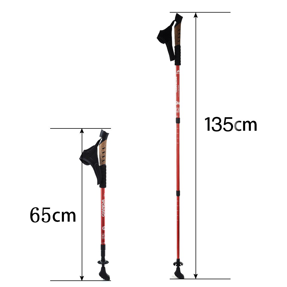 Alpenstock Aluminum Alloy 3 Joints Trekking Poles Aluminum Nordic Walking Sticks Telecopic Retractable Camping Mountain Climbing