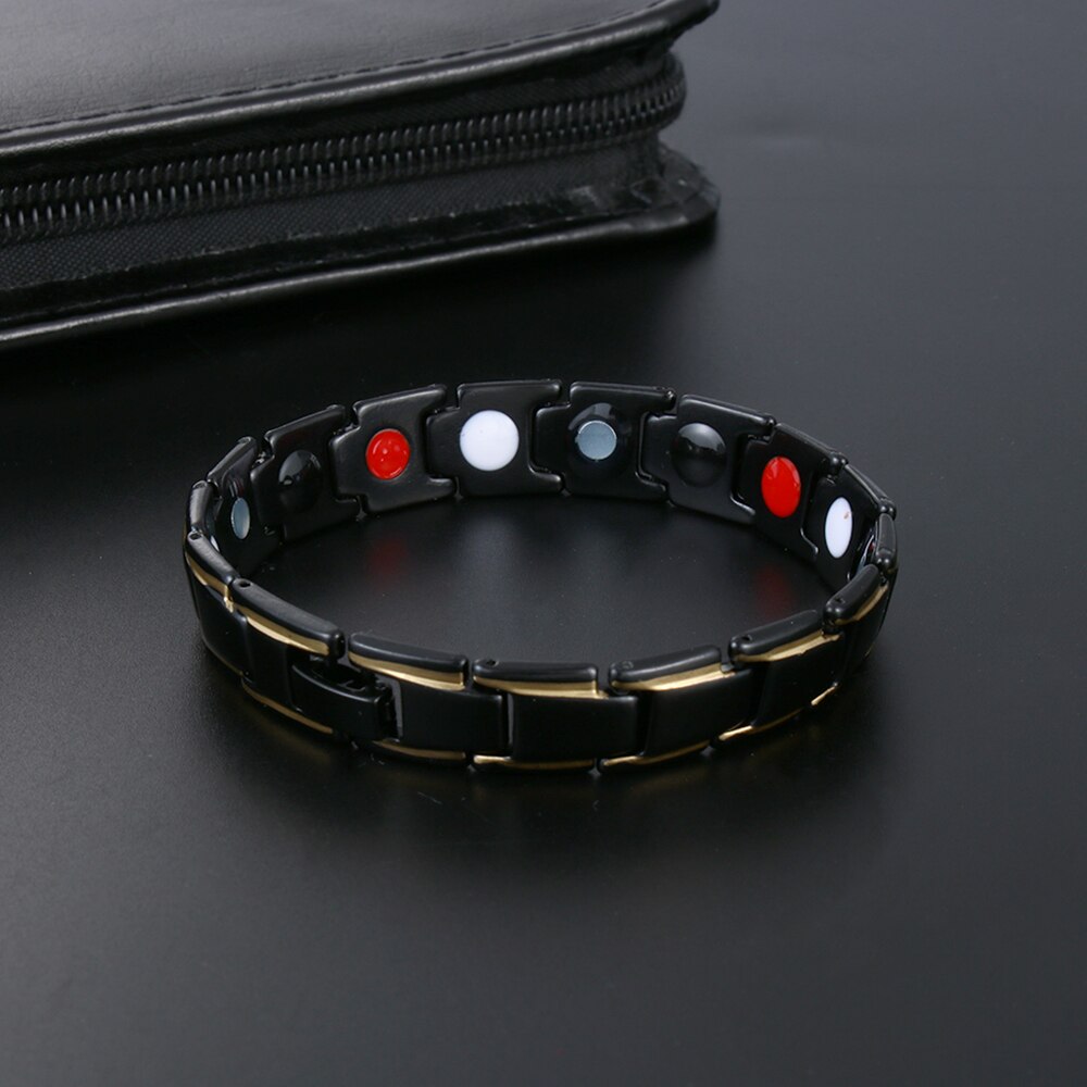 Bracelet de thérapie magnétique pour hommes, bijoux de santé, en acier inoxydable, couleur or, détachable