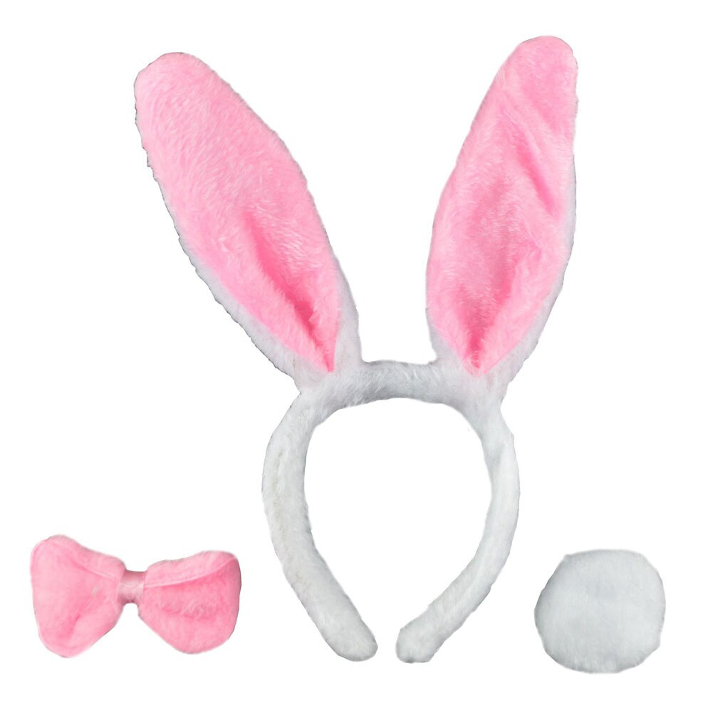 Barn voksen kanin øre pannebånd sett svart rosa fancy dress kostyme hønefest stor kanin øre hårbånd hodeplagg hale