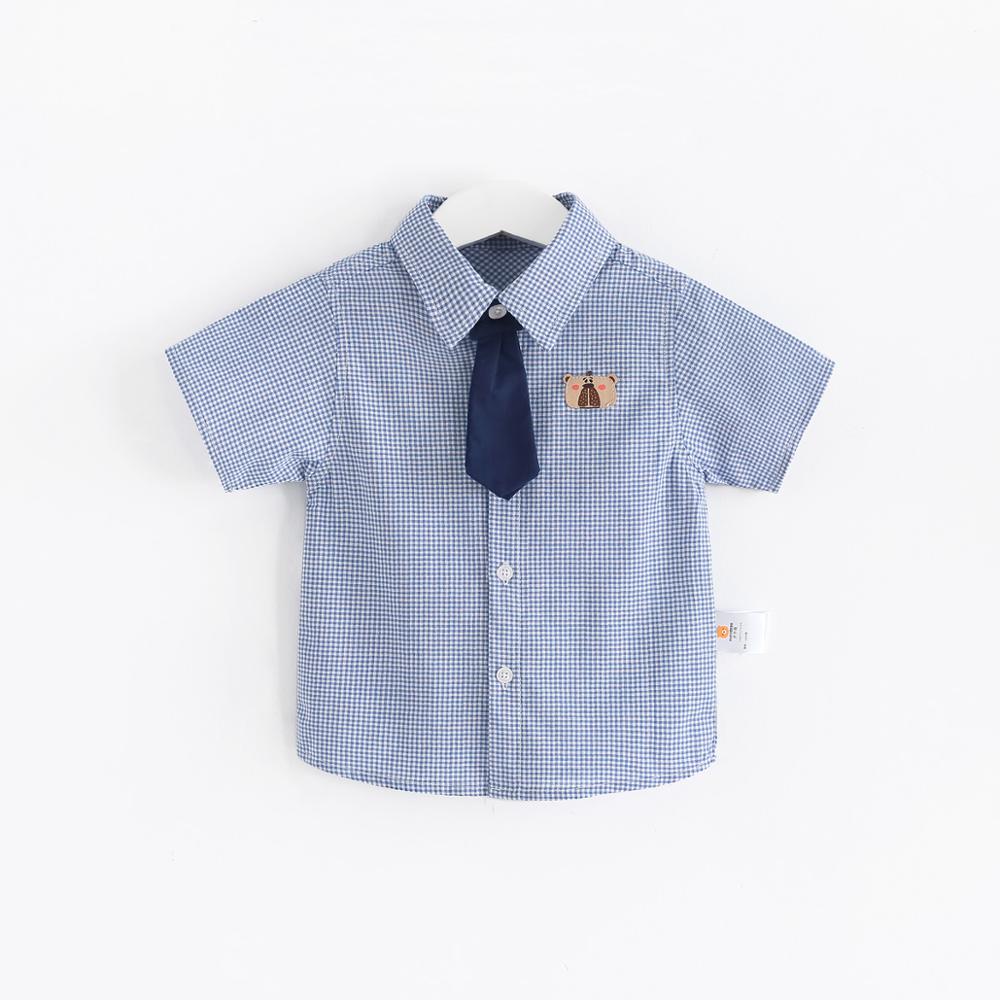 ciciibear Children Boys Shirts Summer Kids Baby Shirt Boy Short Sleeve Tops Child Boys Clothes boy blouse 0 1 2 3 4: blue / 60M