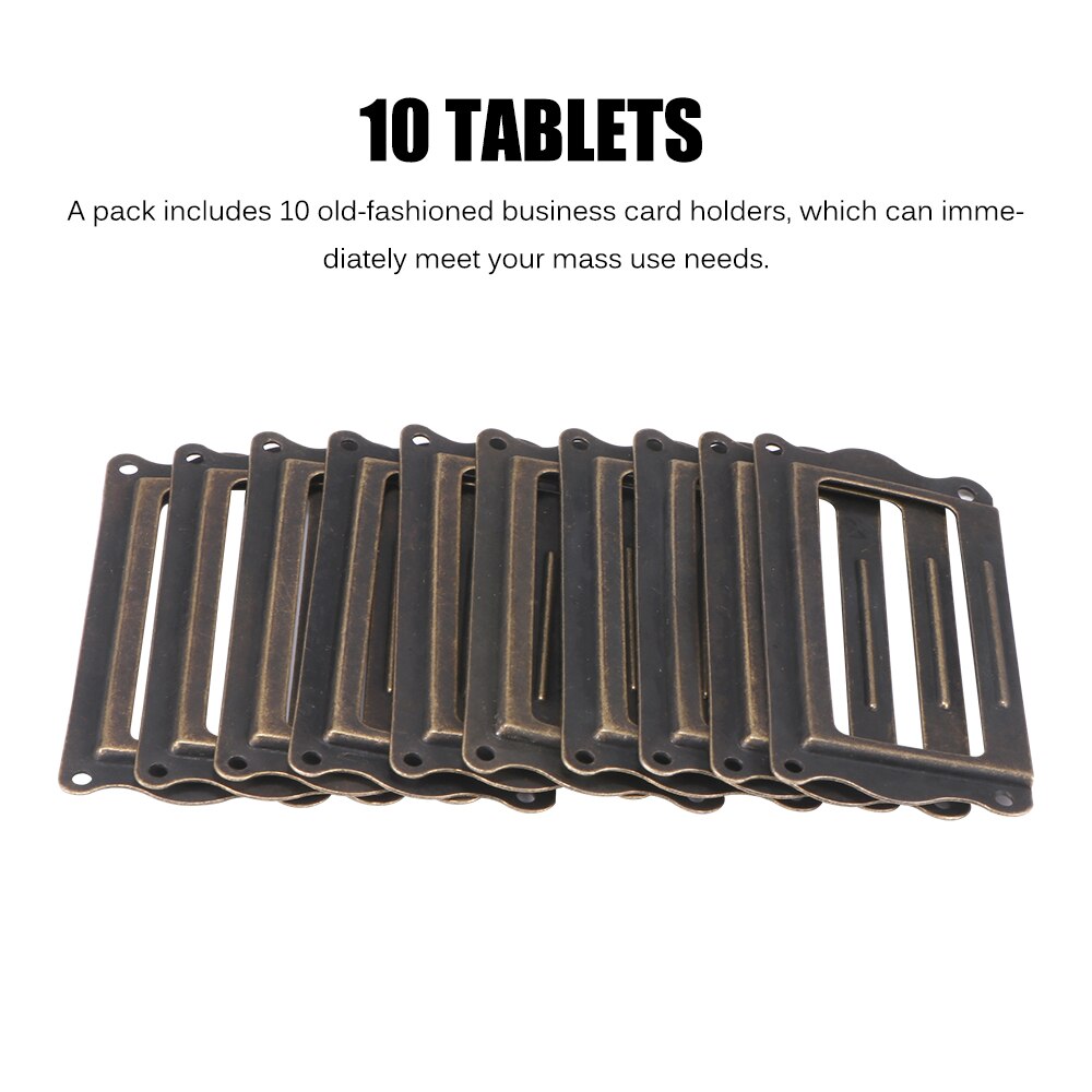 10pcs Antique Brass Handle Label Pull Frame Name Card Holder Cabinet Drawer Box Case Knob For Furniture Hardware