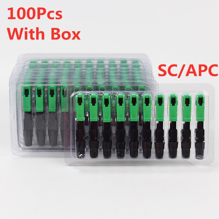 100PCS FTTH SC APC single-mode fiber optic SC APC quick connector Fiber Optic Fast Connector Supply pre-embedded