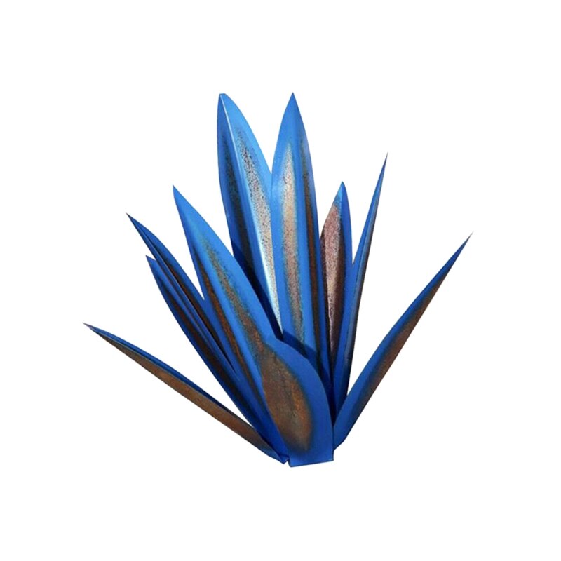 Simulation de plante d'agave artistique, Sculpture rustique en métal, bricolage, pour Patio extérieur, décoration de jardin, piquets de décoration de pelouse, Statue de maison: 27Dark blue