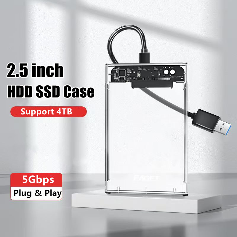 USB 3.0/Type C HDD-behuizing 2,5 inch SATA SSD externe harde schijfbehuizing met 5 Gbps overdrachtssnelheid Heldere harde schijfboxen Gereedschapsvrij
