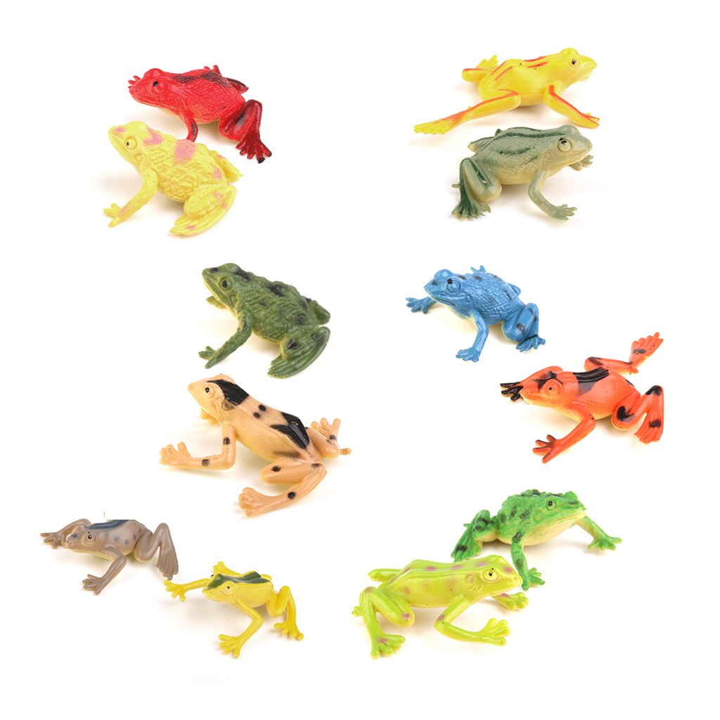 12pcs Assorted Plastic Frog Toad Amphibian Animal Figure Kids Learning Toy