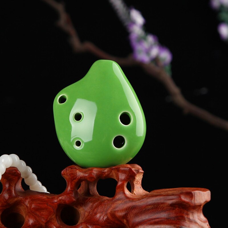 1Pcs Kleurrijke Ocarina Fluit 6 Gat Sopraan C Keramische Flauta Ocarina Of Time Mini Ocarina Fluit Kid &#39;S Speelgoed muziekinstrumenten: green