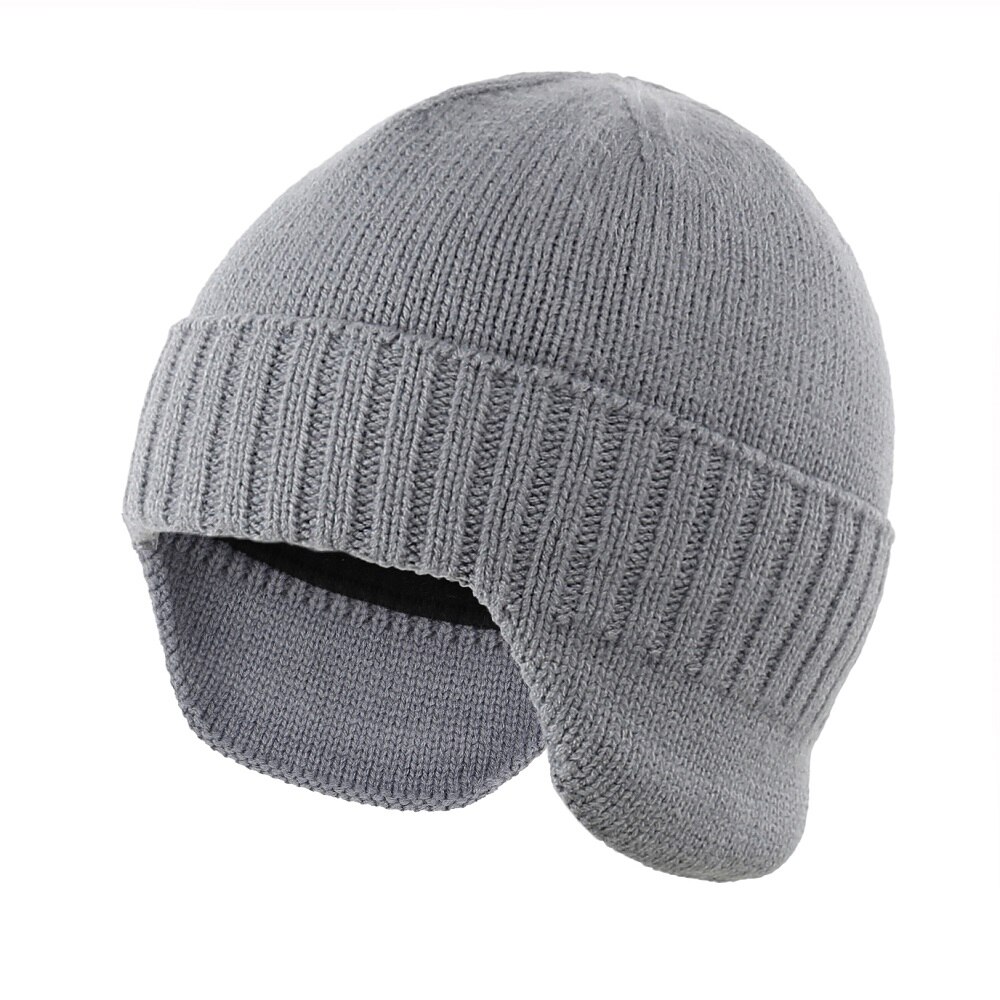 Connectyle Mens Classic Winter Tuque Knitted Skull Cap Earflap Hat Stocking Caps with Ears Warm Hat: Light Grey