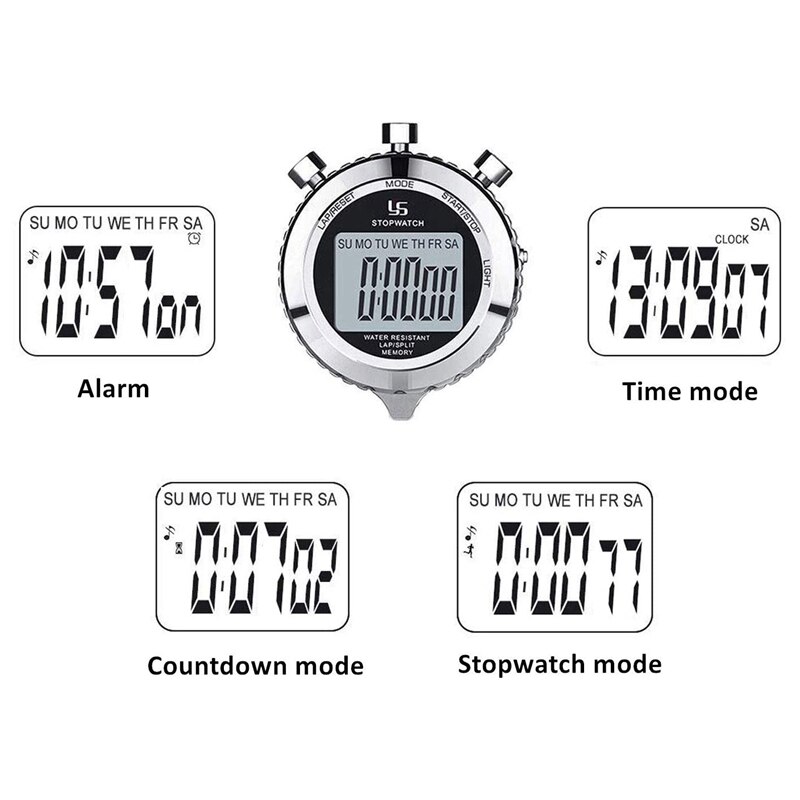 YS Digitale Stoppuhr Timer Metall Stoppuhr mit Hintergrundbeleuchtung, 2 Runde Stoppuhr Timer für Sport Wettbewerb