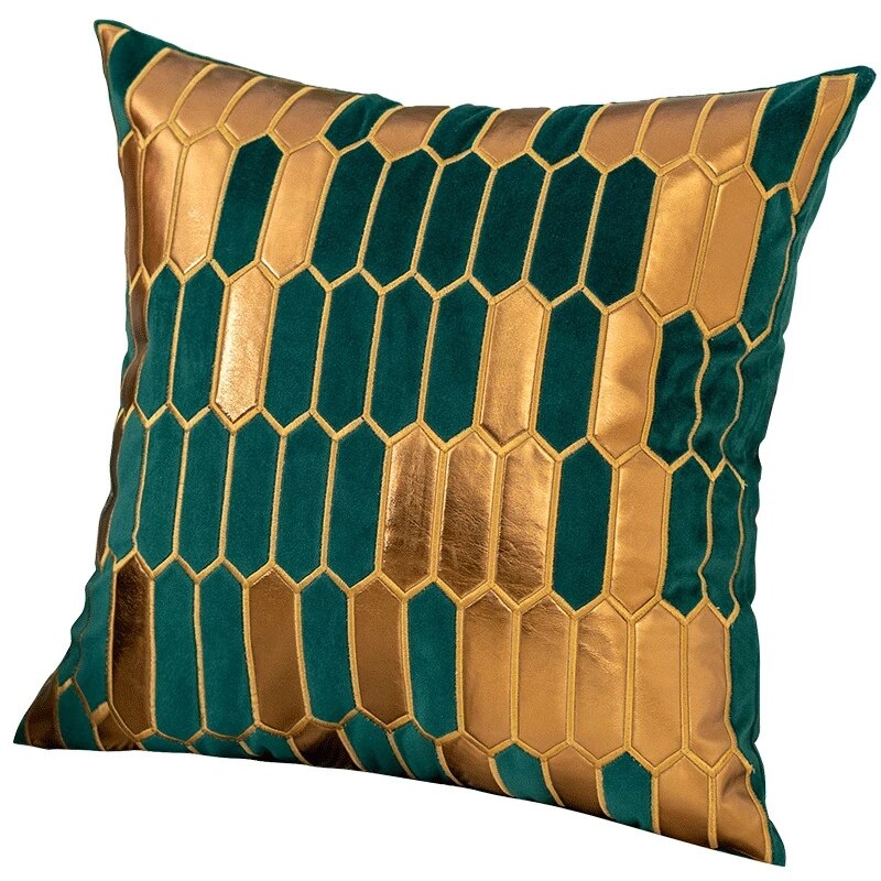 Luxe Gouden Geborduurde Kussen Auto Kussen Kantoor Eenvoudige Sofa Decoratieve Kussensloop
