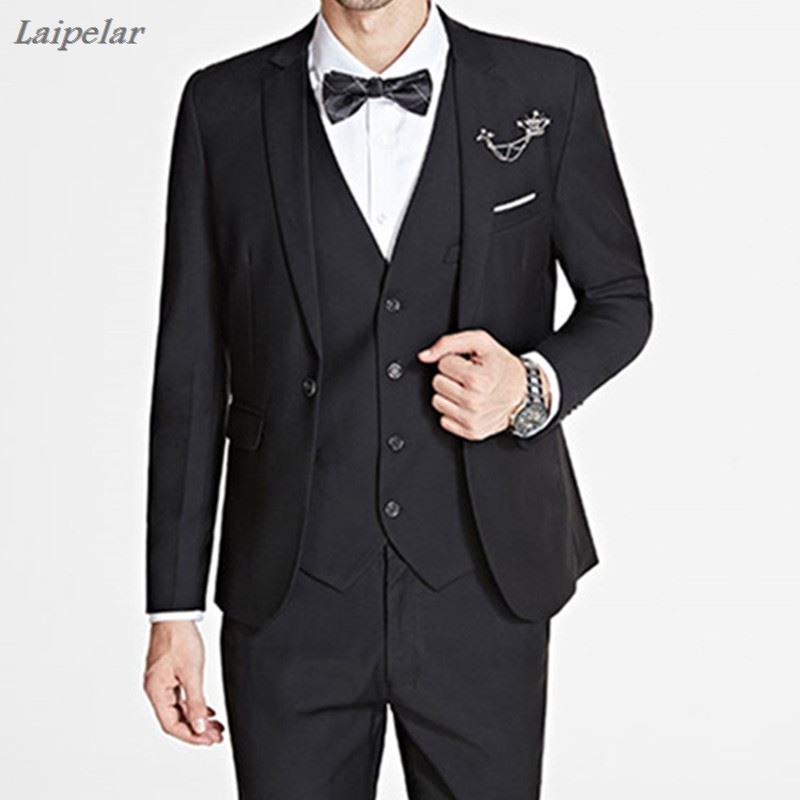 3 Pieces Sets / Men's Business Casual Slim Fit Suit Blazers Groom Wedding Dress One Button Suits Jacket+pant+vest Trousers Coat
