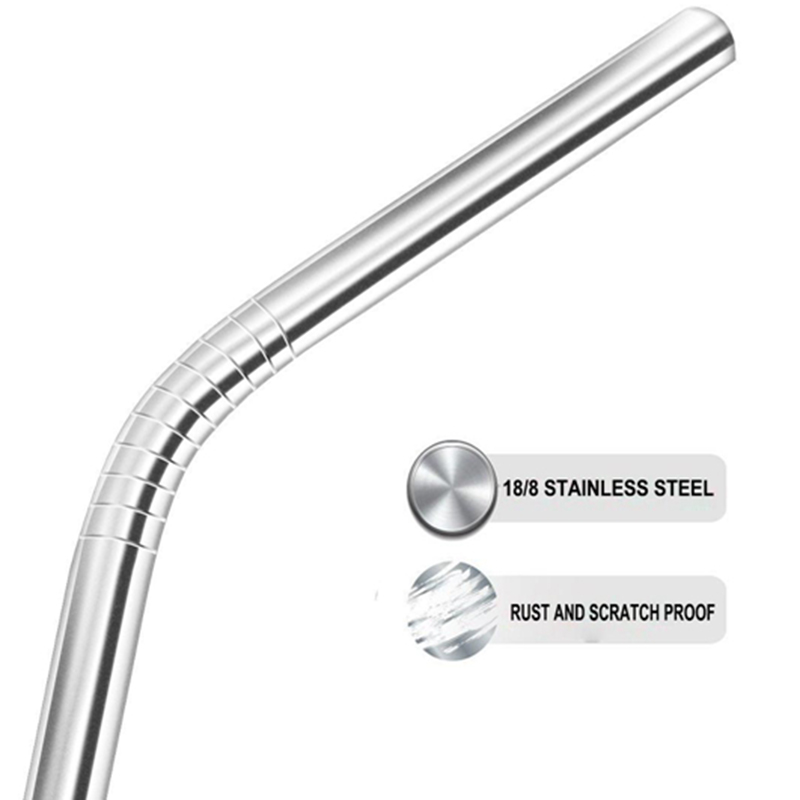 100/ metalen rietjes, herbruikbaar 304 roestvrijstalen drinkwaterleidingen 215 mm x 6 mm gebogen rietjes 100 stuks