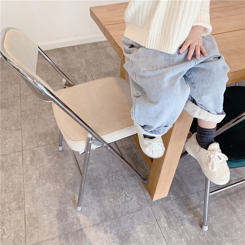 5553 børn varme bukser vinter koreanske baby drenge plus fleece bukser afslappede denim bukser 1-7t piger vinter jeans outfits
