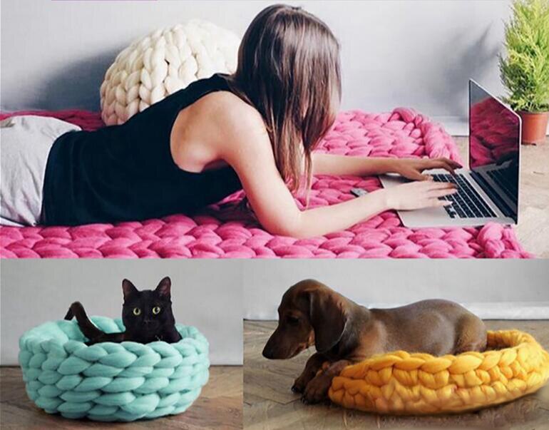 Super Chunky Merino Wool Yarn Giant Wool Extreme Knitting Arm Knitting Super Bulky Chunky Yarn for Hand knitting Polyester 500g