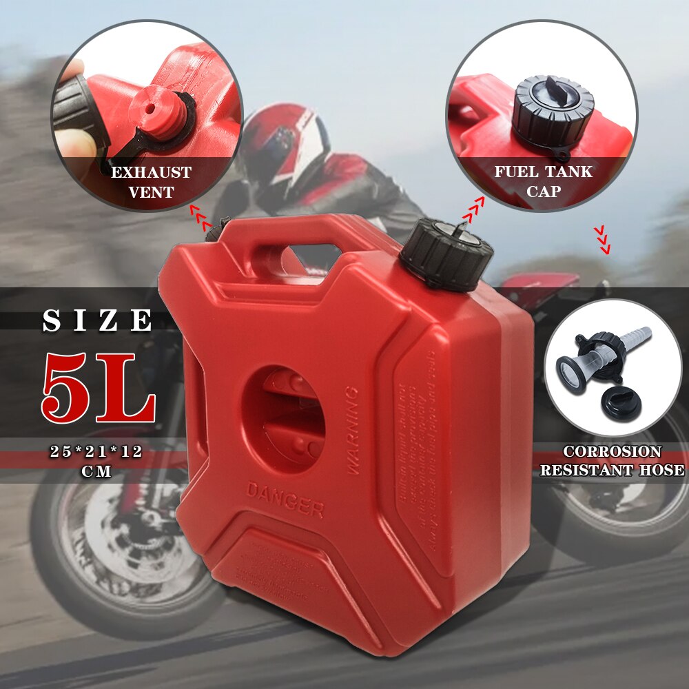 Tanque de combustible de gasolina y diésel de 5L, contenedor negro de repuesto para motocicleta y coche, jarras de repuesto con cerradura y llave