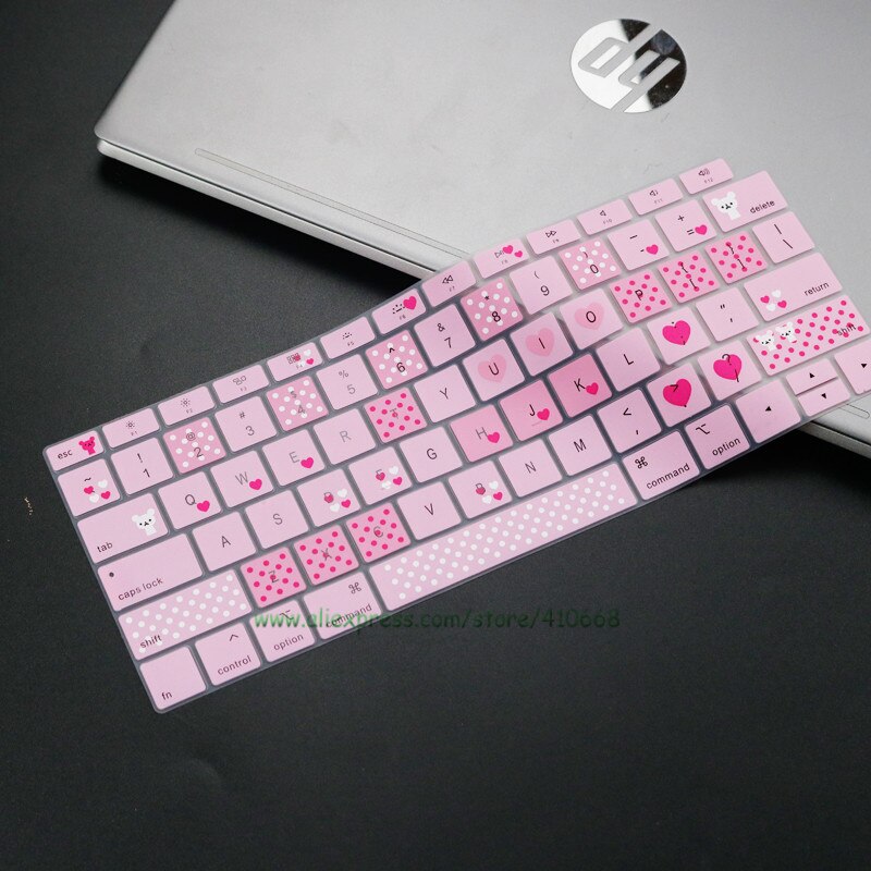 Silicone Waterproof Dust-Proof Keyboard Cover Protective Skin For MacBook Air 13 inch Release A1932 Touch ID US Layout: Bear