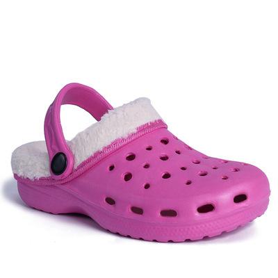 Pantoufles originales enfants Croc sabot chaussures hiver décontracté classique garçons fille enfants Fuzz doublé baskets hiver fourrure jardin sandales: Rose / 2