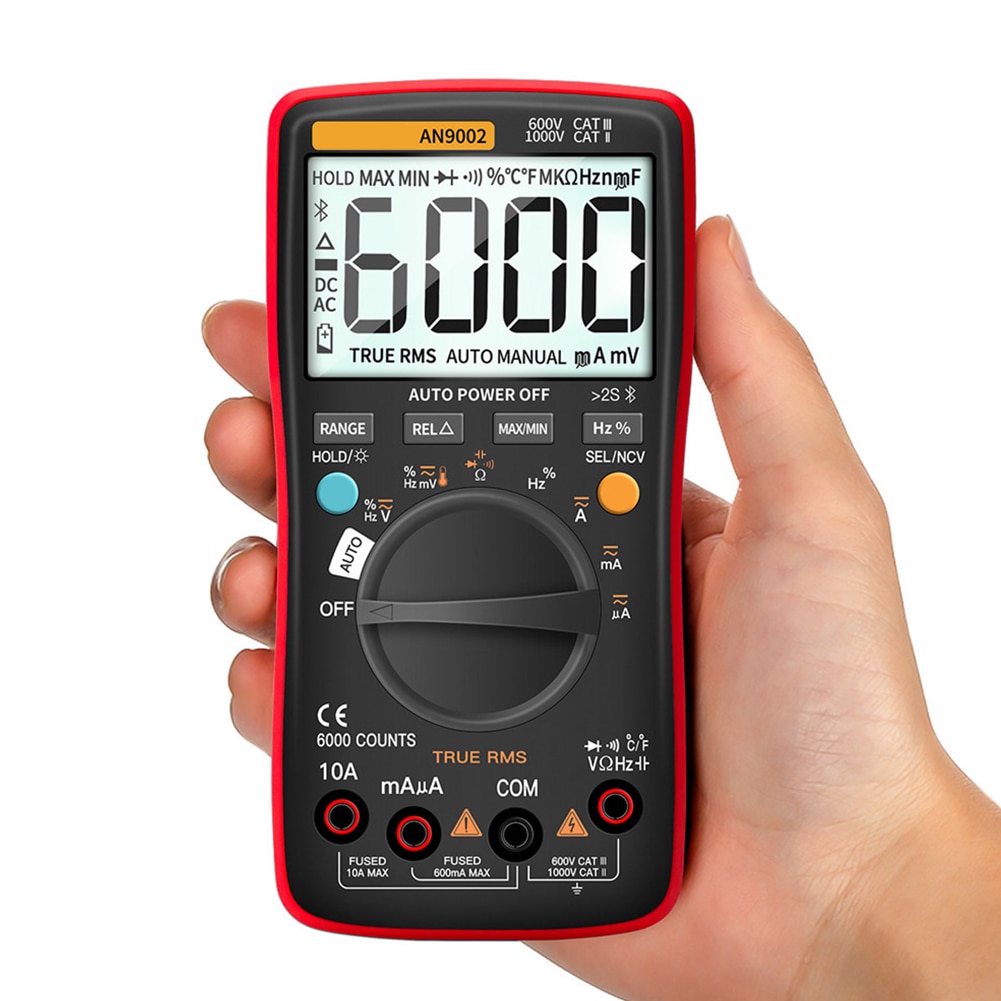 AN9002 Auto-Range Tester Home Bluetooth Digital Multimeter APP True Rms 6000 Counts Current Voltage Smart Tool