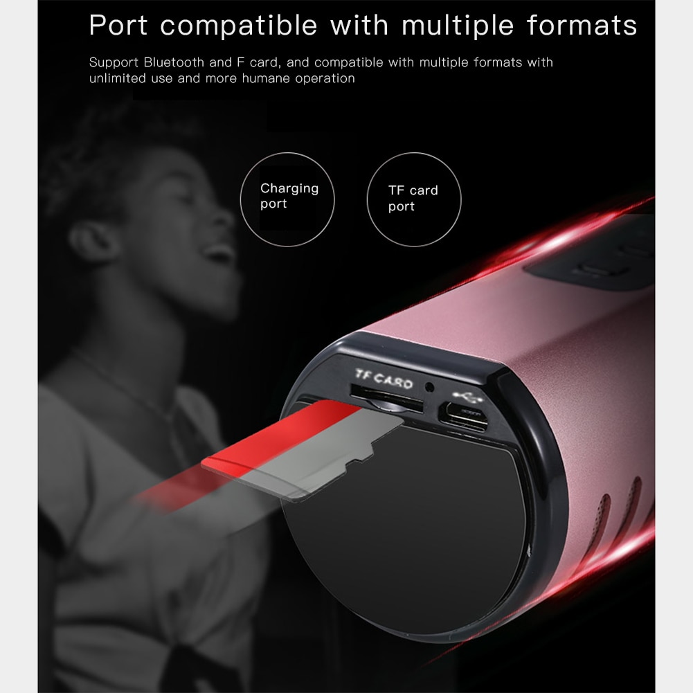 Microfono Karaoke Bluetooth - Microfono Intelligente Portatile Wireless con Doppio Altoparlante per Telefono Cellulare