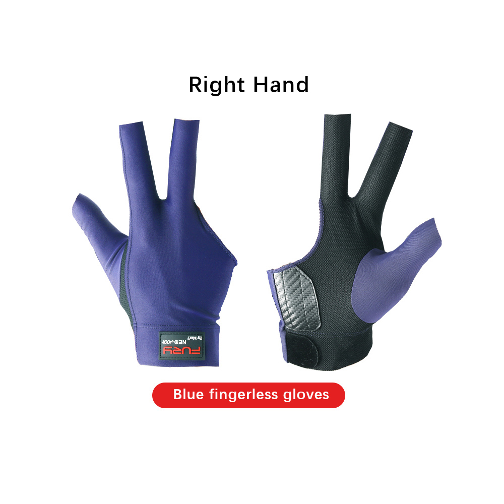 FURY Pool Cue Billar Gloves Left/Right Black Blue Three-finger Non-slip Breathable Comfortable Billiard Accessories: D