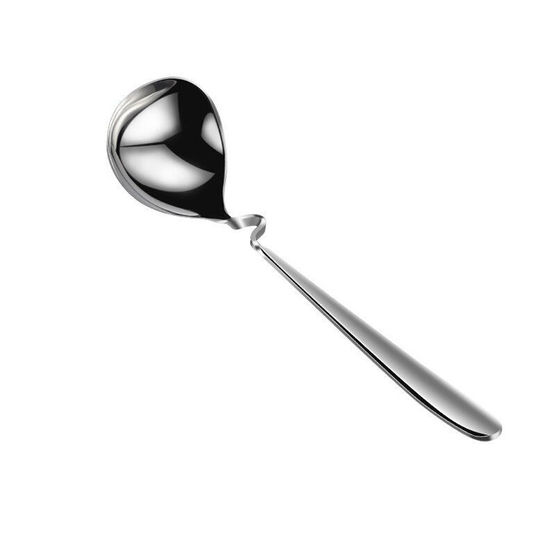 8.5Inch Familie Portie Soep Lepel Vergiet Roestvrij Staal Zware Gebogen Grote Soep Lepel en Sleuven Lepels Servies: Soup Spoon