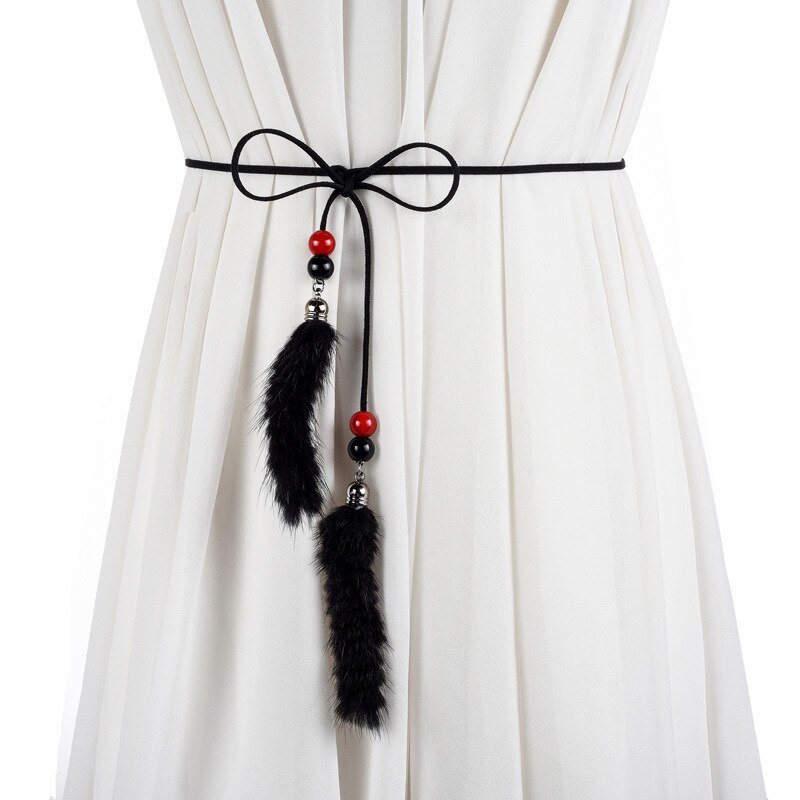 Adornos de plumas de pavo real trenzadas de plumas de la cintura de la cadena de la cintura de la correa de la cadena de la cintura de las mujeres vestidos accesorios calientes