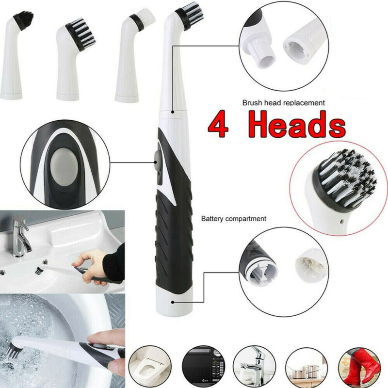 4 Heads Super Sonic Scrubber Cleaner Multifunctional Electric Brush House Dust Helper Kitchen Household Cleaner Brush