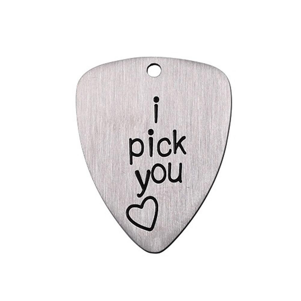 Titanium Steel Carved Guitar Pick I Pick You Always &amp; Forever Letter Engraved Ukulele Pick Musical Instrument Accessory