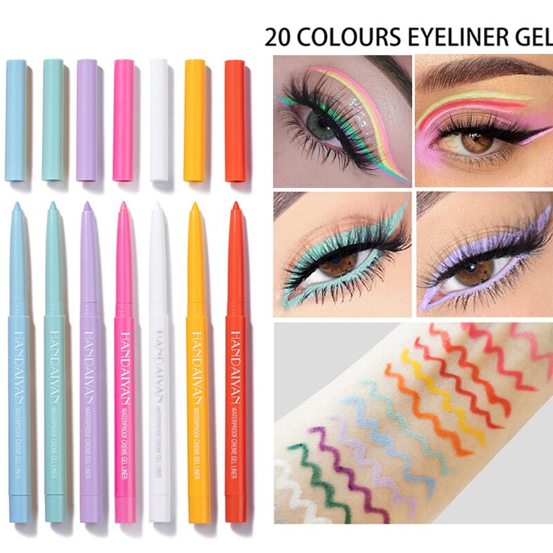 20-farbe Farbige Eyeliner Kuli Wasserdicht Perlglanz matt Lange anhaltende Eyeliner Gel Stift Auge Flüssigkeit Stift Lidschatten kosmetik