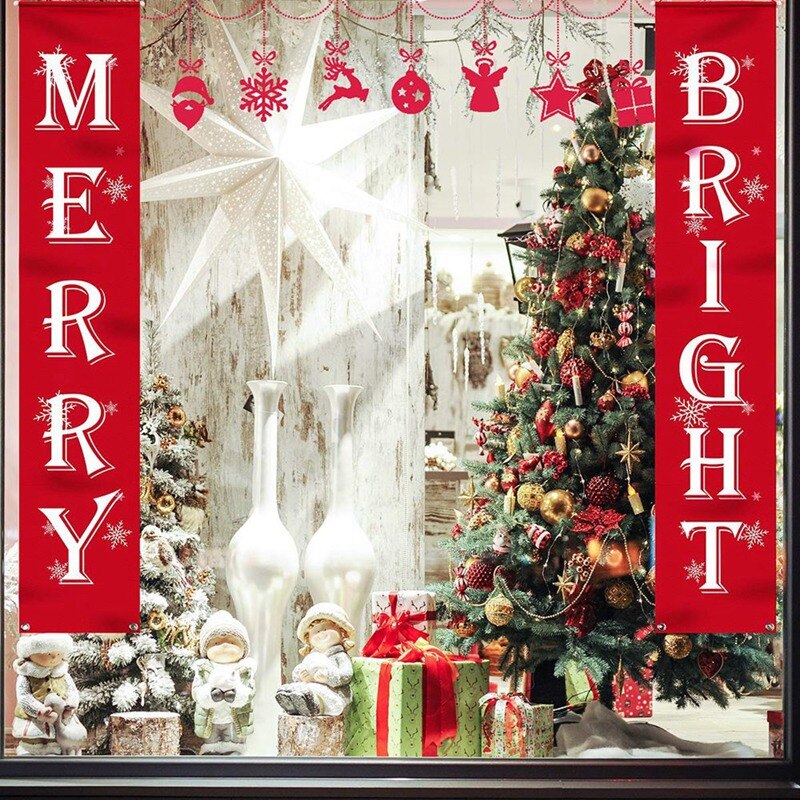 Christmas Porch Sign Bright and Merry Christmas Hanging Sign for Home Indoor Outdoor Porch Wall for Christmas Crafts