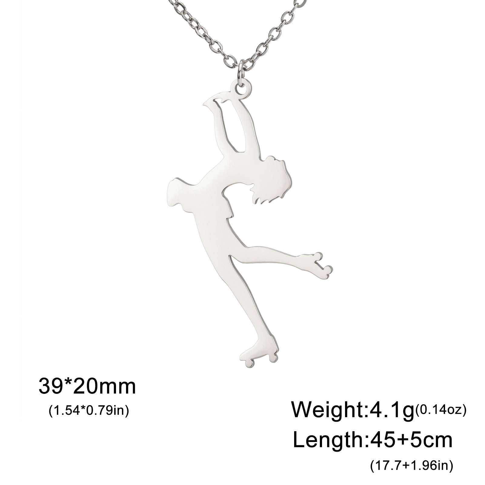 Unift Figure Ice Skater Necklace for Women Daughter Stainless Steel Roller Skating Sport Artistic Skating Girl Jewelry Trendy: ROSE GOLD COLOR