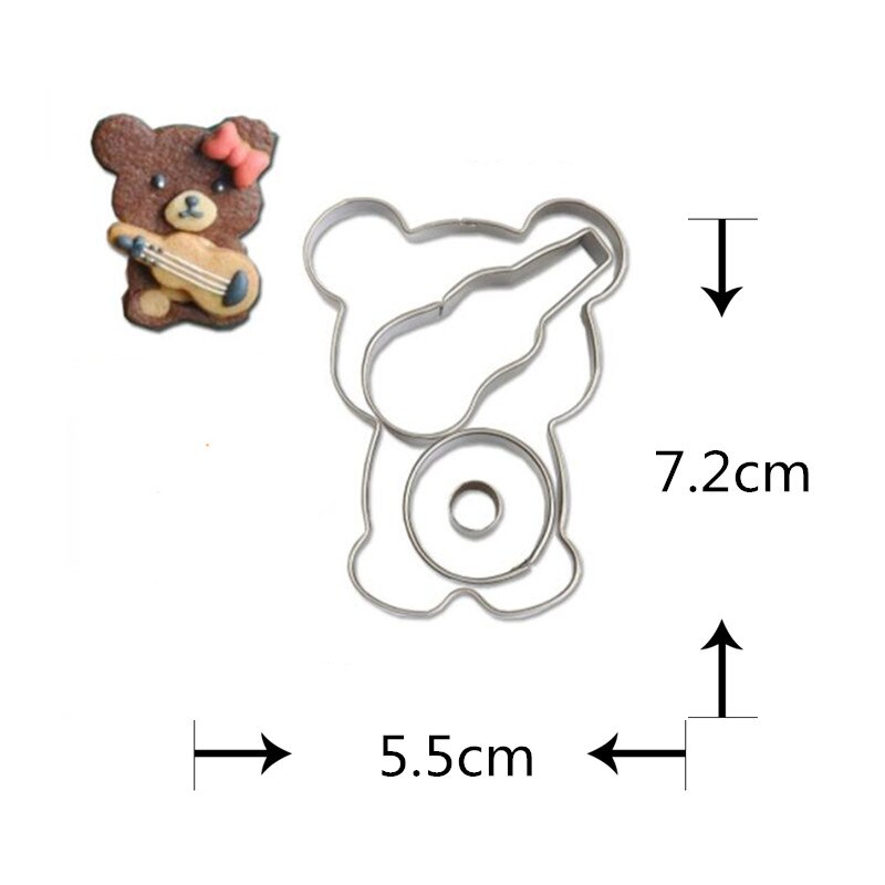 6 stuks /20 stuks koekjesvormpjes roestvrij staal beer dier cartoon vorm koekje fondant gebak decoratie bakgereedschap