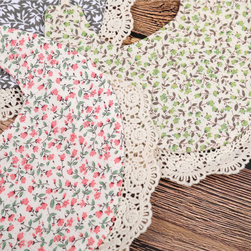 Floral Vintage Newborn Double Side Bibs Boys Girls Bandana Cotton Saliva Towel Baby Tassel Saliva Towel Double Side Bibs