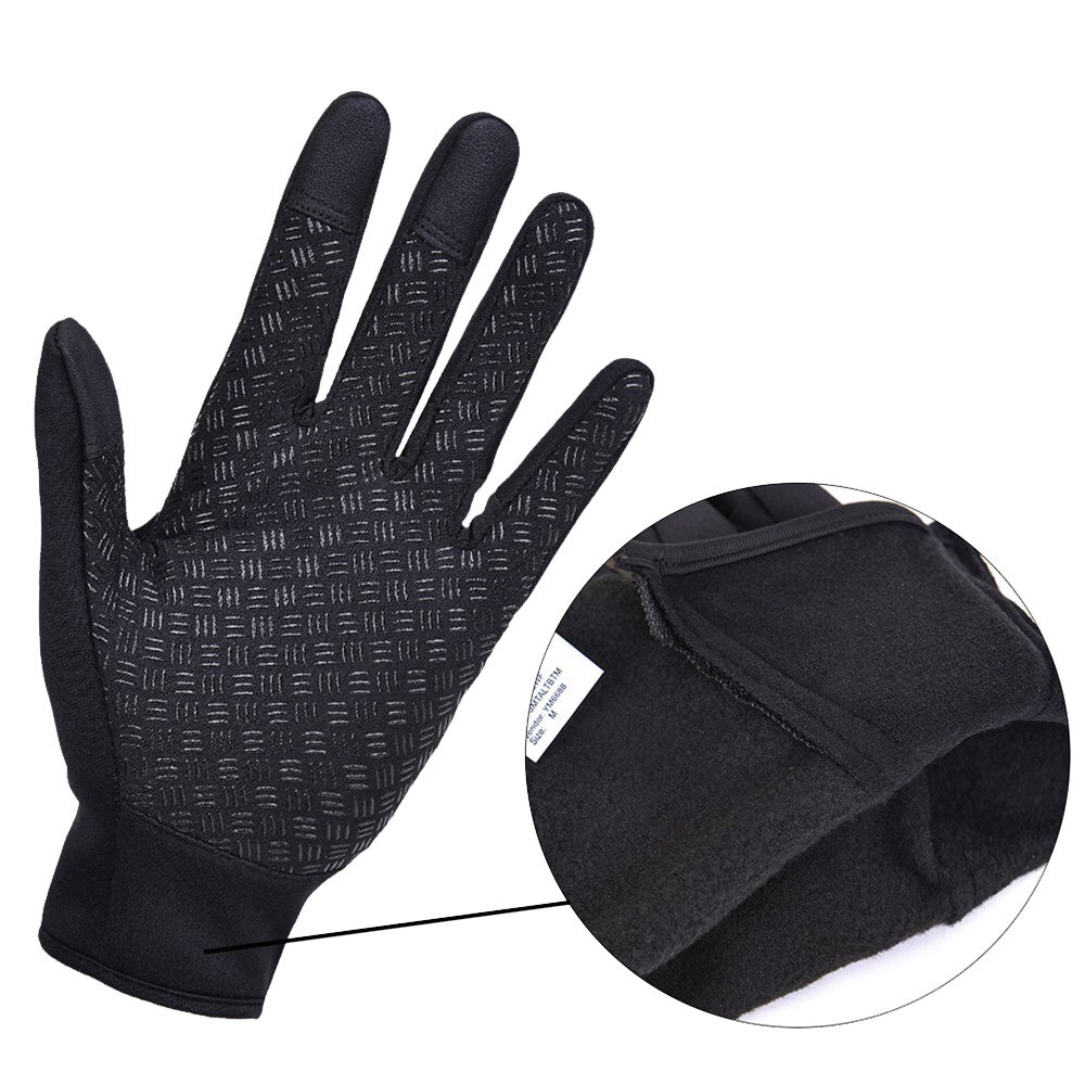 Cykling unisex varma handskar vinter vindtäta full finger handskar utomhus bergsklättring fleece pekskärm vantar