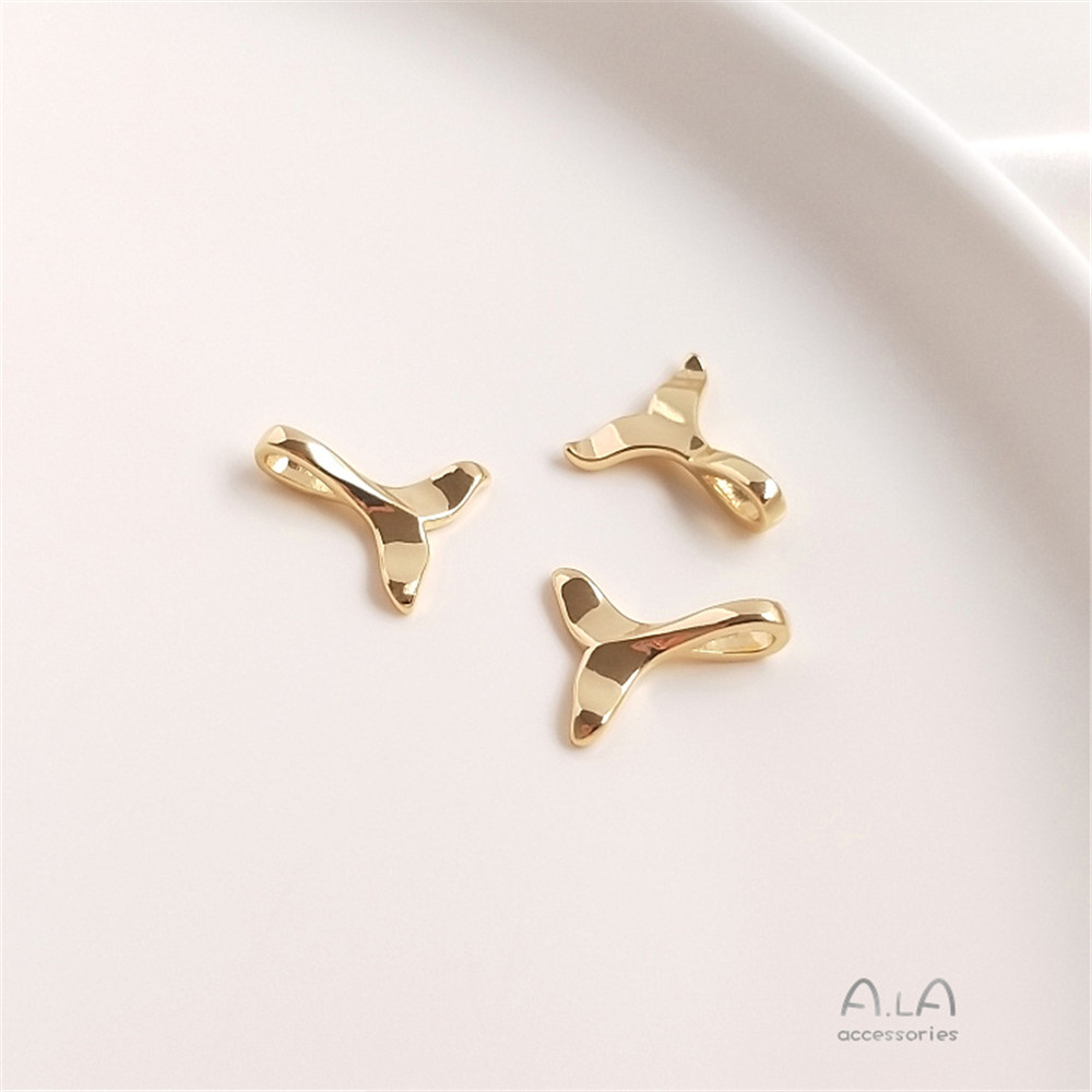 14K Vergulde Walvis Zeemeermin Staart Hanger Diy Hand Armband Sleutelbeen Ketting Oorbellen Hanger Accessoires