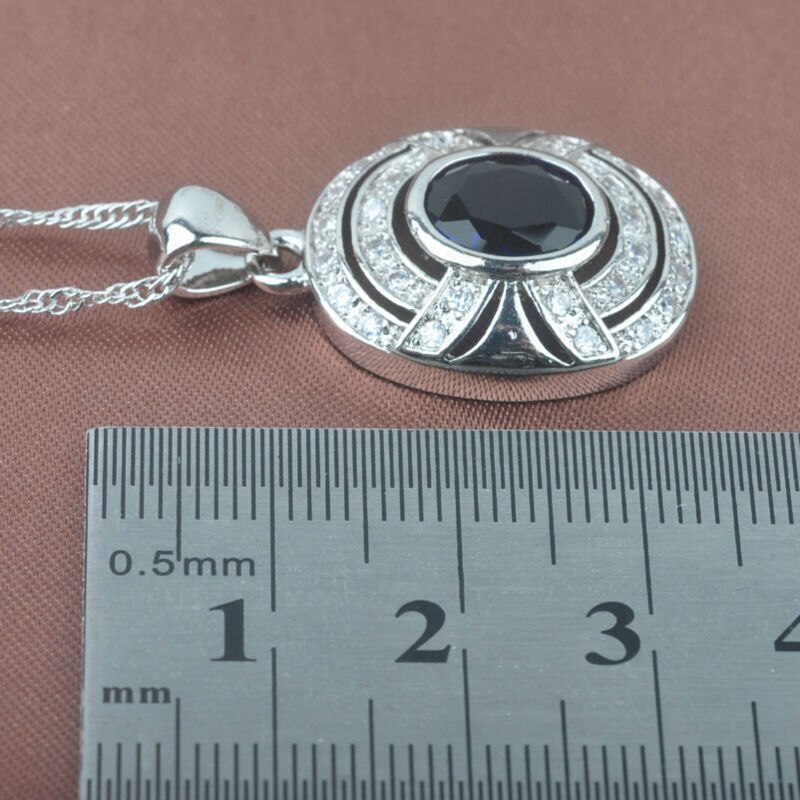 Shining Blue Zirconia Women's Silver Color Wedding Jewelry Sets Ring Necklace And Earrings Set TZ099